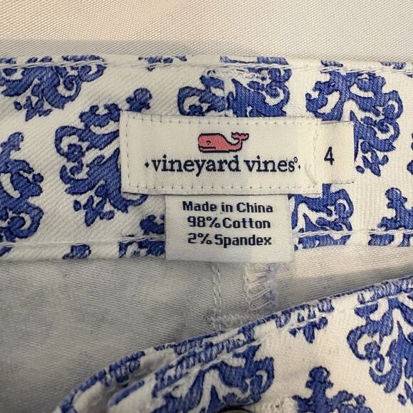 Vineyard Vines Gustavia White Blue Printed Mid Rise Skinny Ankle Jeans Size 4 - Picture 4 of 7